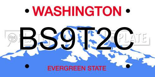 BS9T2C Washington License Plate