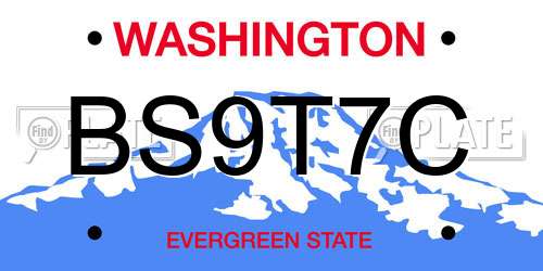 BS9T7C Washington License Plate