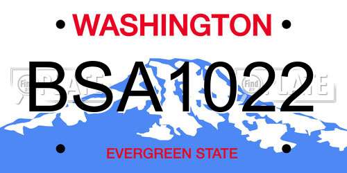 BSA1022 Washington License Plate