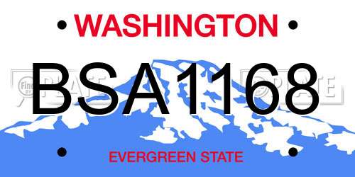 BSA1168 Washington License Plate