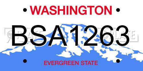 BSA1263 Washington License Plate