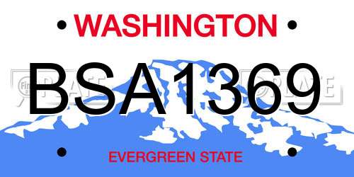BSA1369 Washington License Plate