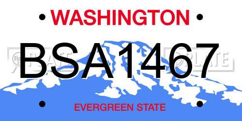 BSA1467 Washington License Plate