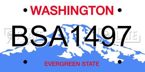 BSA1497 Washington License Plate