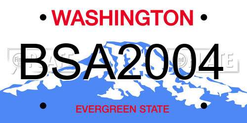 BSA2004 Washington License Plate