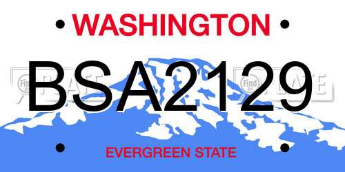 BSA2129 Washington License Plate