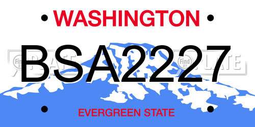 BSA2227 Washington License Plate