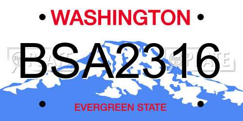 BSA2316 Washington License Plate