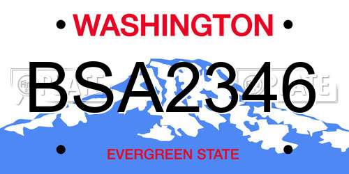 BSA2346 Washington License Plate