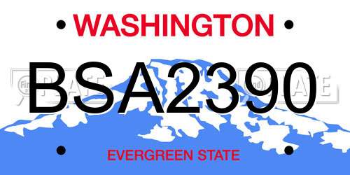 BSA2390 Washington License Plate