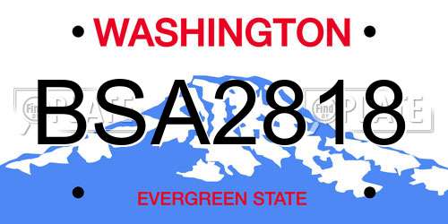BSA2818 Washington License Plate