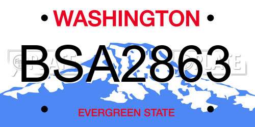 BSA2863 Washington License Plate