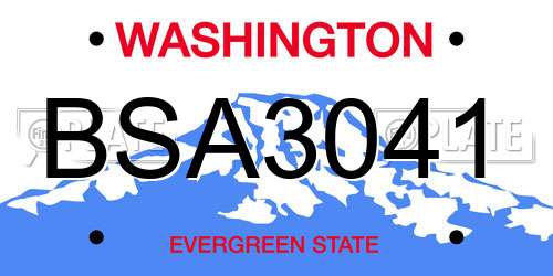 BSA3041 Washington License Plate