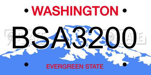 BSA3200 Washington License Plate