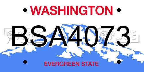BSA4073 Washington License Plate
