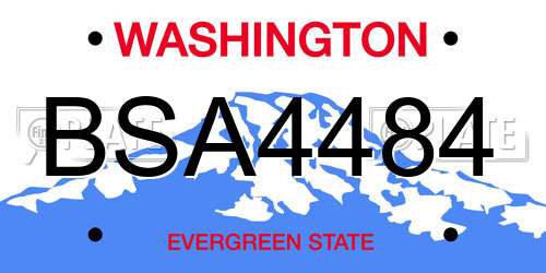 BSA4484 Washington License Plate