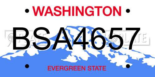 BSA4657 Washington License Plate