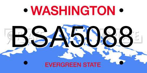 BSA5088 Washington License Plate