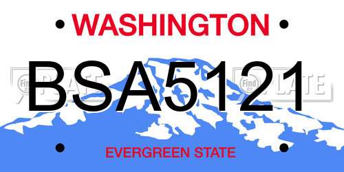BSA5121 Washington License Plate