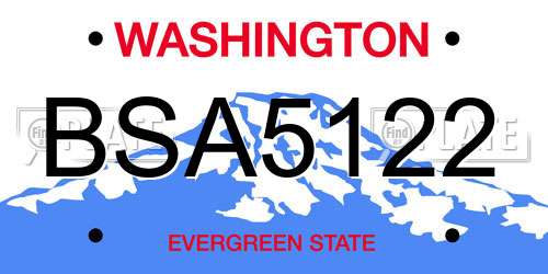 BSA5122 Washington License Plate