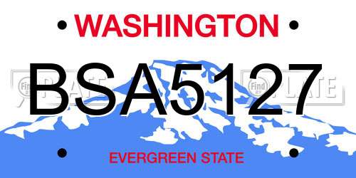 BSA5127 Washington License Plate
