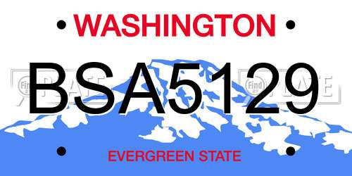 BSA5129 Washington License Plate