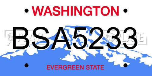 BSA5233 Washington License Plate