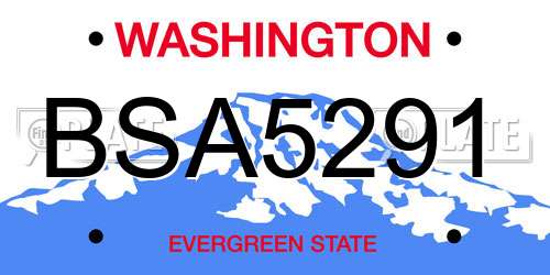 BSA5291 Washington License Plate