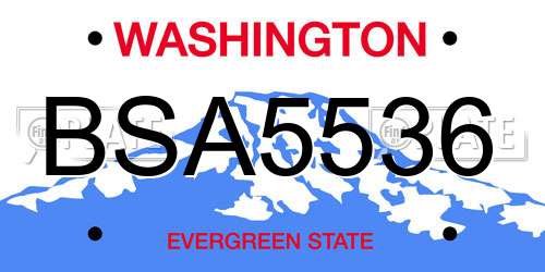 BSA5536 Washington License Plate