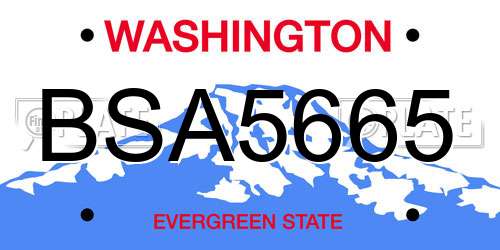 BSA5665 Washington License Plate