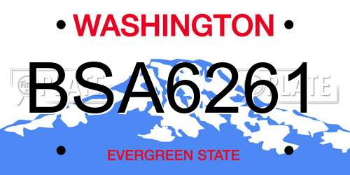 BSA6261 Washington License Plate