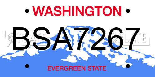 BSA7267 Washington License Plate