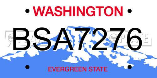 BSA7276 Washington License Plate