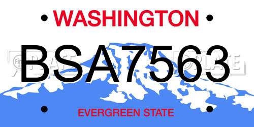 BSA7563 Washington License Plate