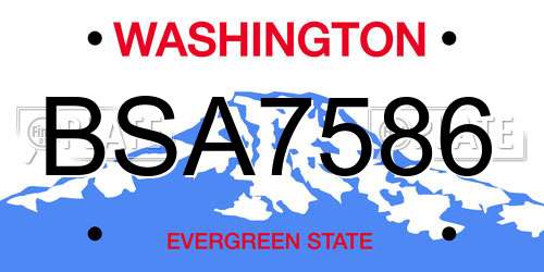 BSA7586 Washington License Plate
