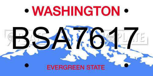 BSA7617 Washington License Plate