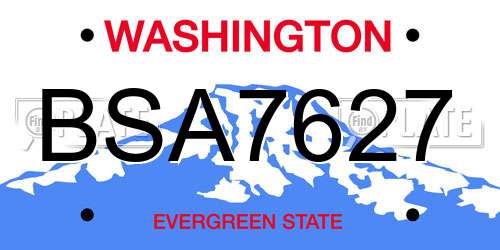 BSA7627 Washington License Plate
