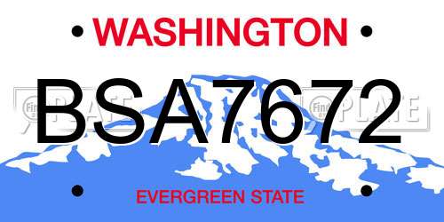 BSA7672 Washington License Plate