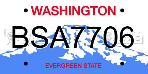 BSA7706 Washington License Plate