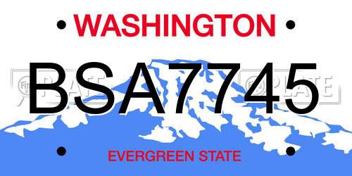 BSA7745 Washington License Plate
