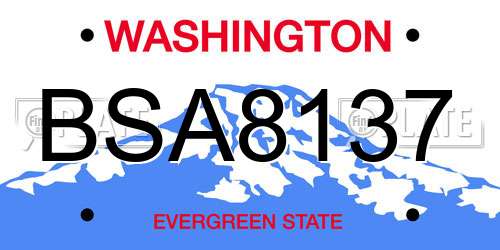 BSA8137 Washington License Plate