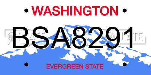 BSA8291 Washington License Plate