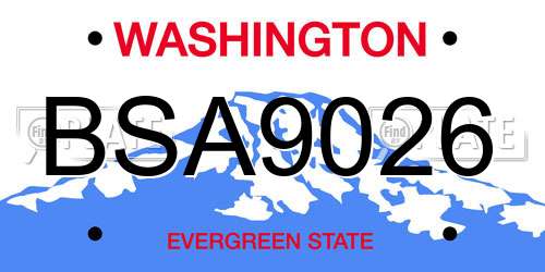 BSA9026 Washington License Plate