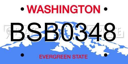 BSB0348 Washington License Plate