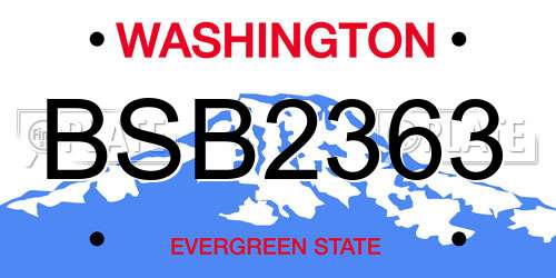 BSB2363 Washington License Plate