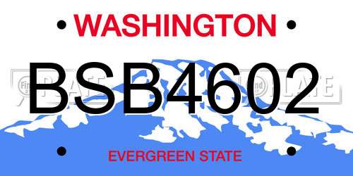 BSB4602 Washington License Plate