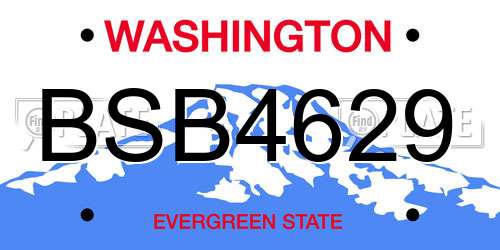 BSB4629 Washington License Plate