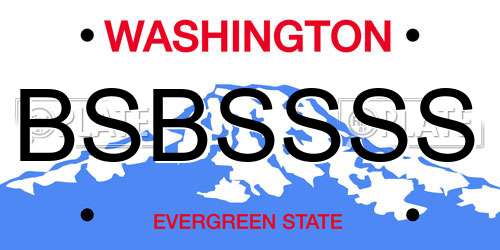 BSBSSSS Washington License Plate