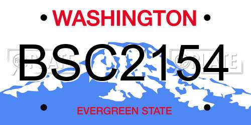 BSC2154 Washington License Plate