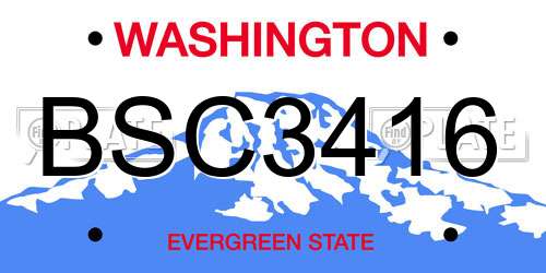 BSC3416 Washington License Plate